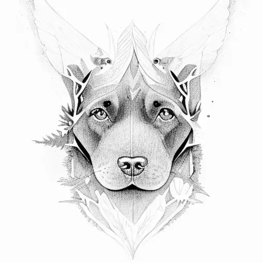 A Chocolate Lab Exploring A Mystical Forest Filled With Ravens