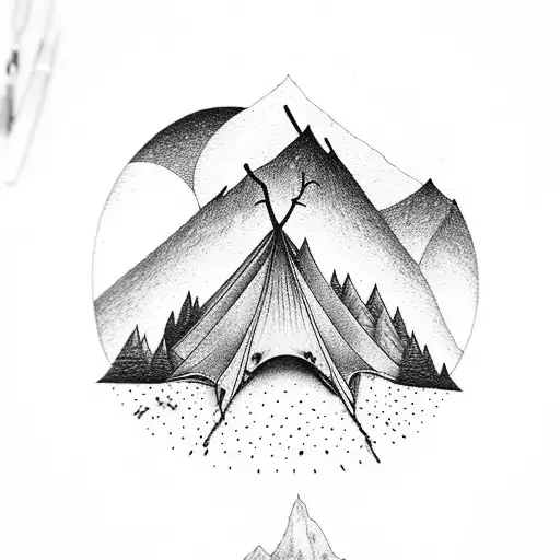 Tent Trees Mountains Fire Games