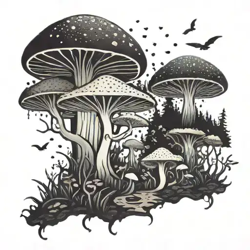 Psychedelic Mushroom Forest With Succubus