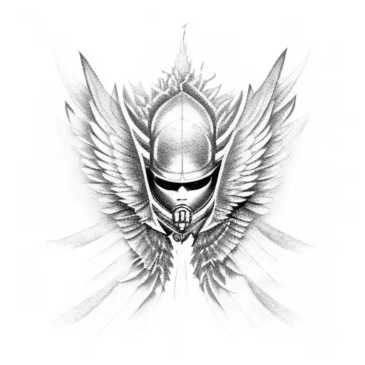 Rising Dark Angel With Inflamed Iron Wings