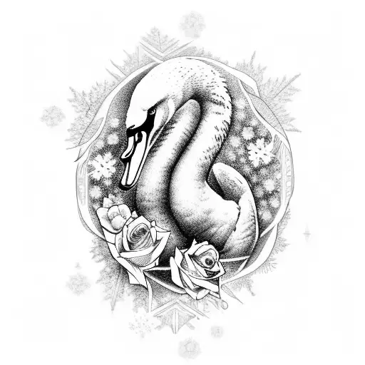 Swan With Number 41 And Baby Roses And Mercy And Grace And Snowflakes