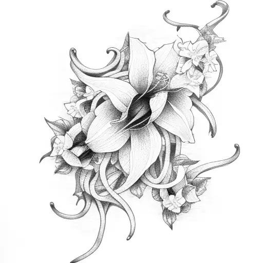 Long Vine With Daffodils