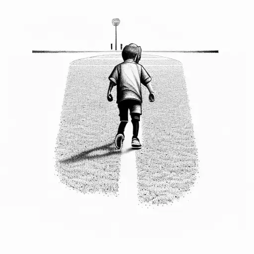 A Boy Walking Towards A Football Stadium Holding His Mom Hand