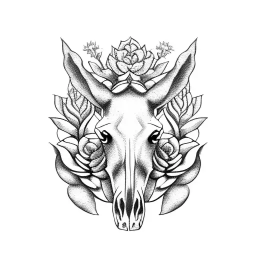 Horse Skull Decorated Succulents Ivy