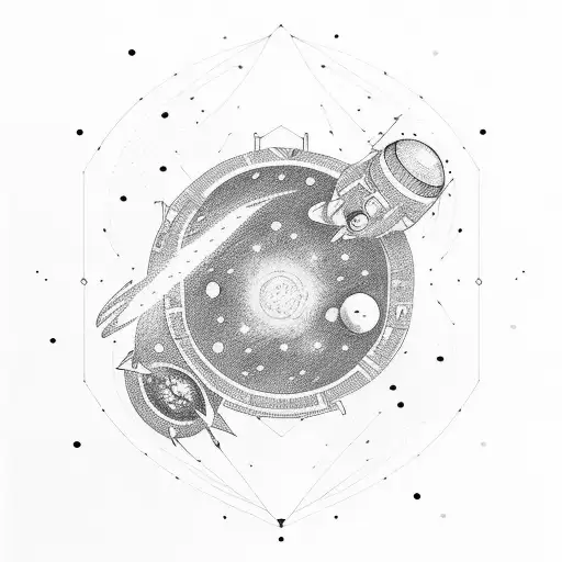 A Space Station Orbiting A Vibrant Nebula With Shooting Stars