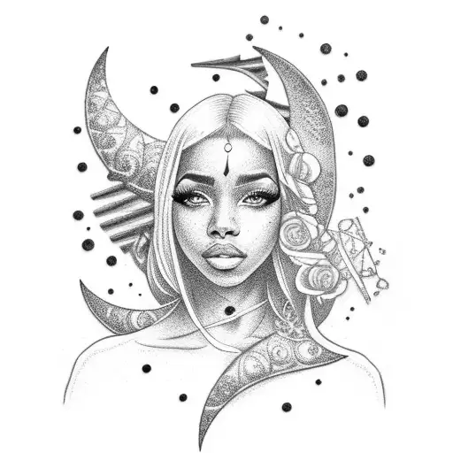 The Name Aaliyah And A Crescent Moon