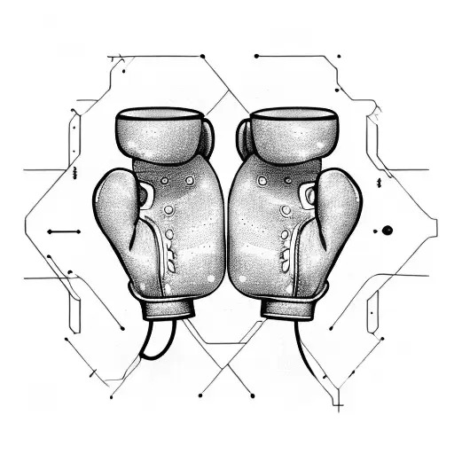 An Abstract Representation Of Boxing Gloves Intertwined With Circuitry