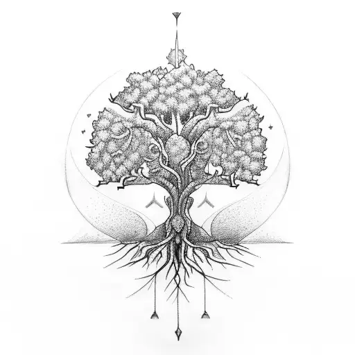 Design A Tree Of Life Tattoo With A North Arrow
