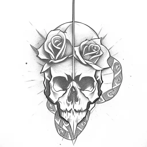 Skull Roses Sword Hearts