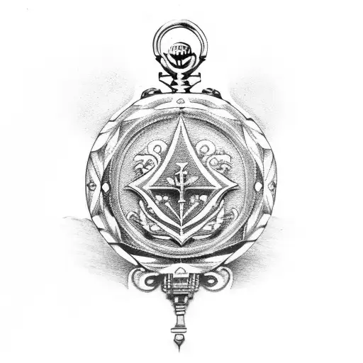 A Balance Scale With A Fleur-de-lys Symbol On One Side And A Pocket Watch On The Other