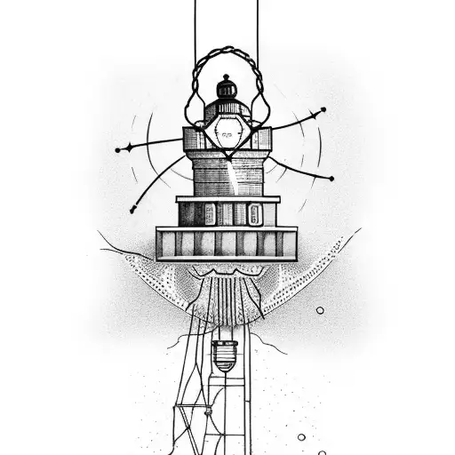 Edison Light Bulb With A Lighthouse Inside The Bulb Outlined As The Wire
