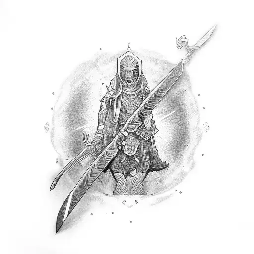 The Word Sampy With A Sword Through It