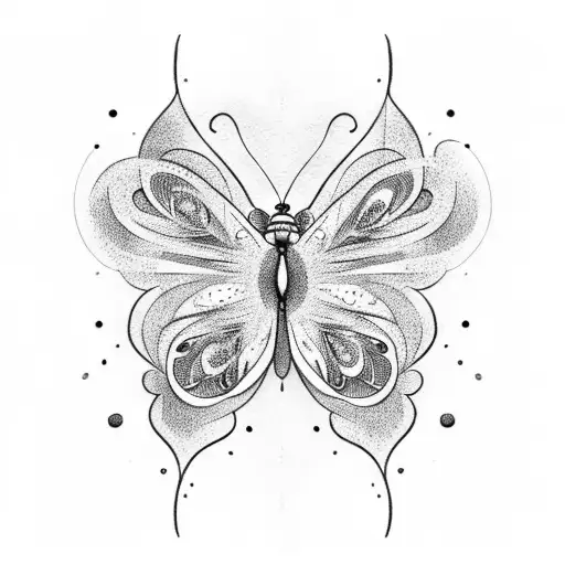 A Minimalist Design Of A Butterfly And Moon Intertwined