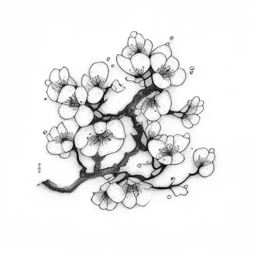 Dainty Branch Of Cherry Blossoms