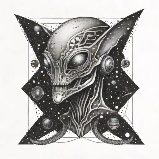 Space Galaxy Alien In A Long Strip