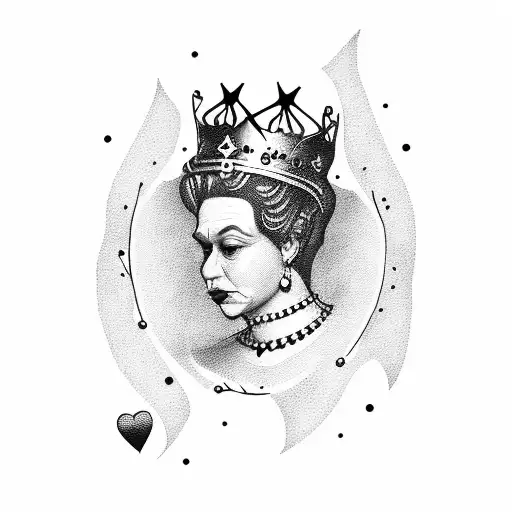 Queen Of Hearts Card With Woman Silhouette