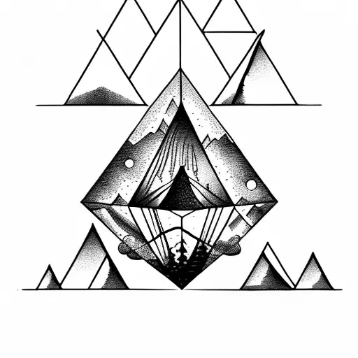 Camp With Lake Inside Of A Diamond Shape