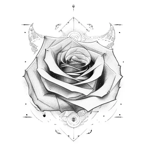 Rose With Airplane And Music Notes