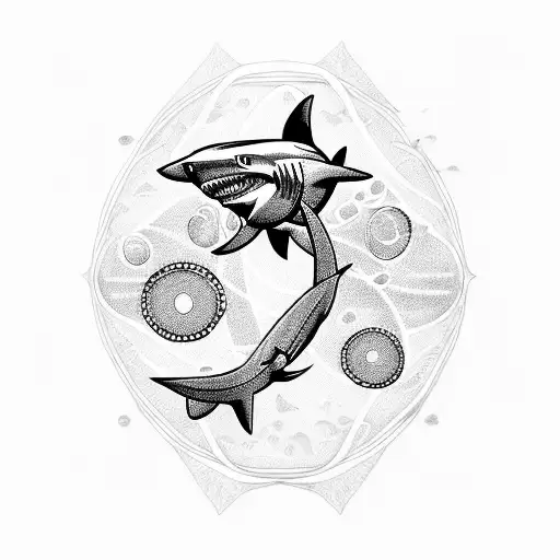 Shark With Circles And Lines Or Flowers
