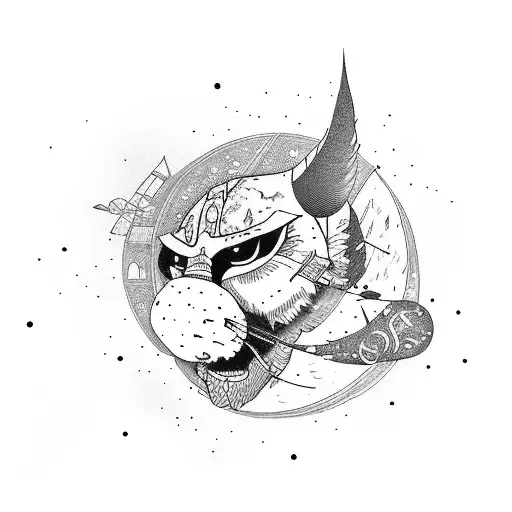 Ronin In A Moutain Whit Thwe Moon