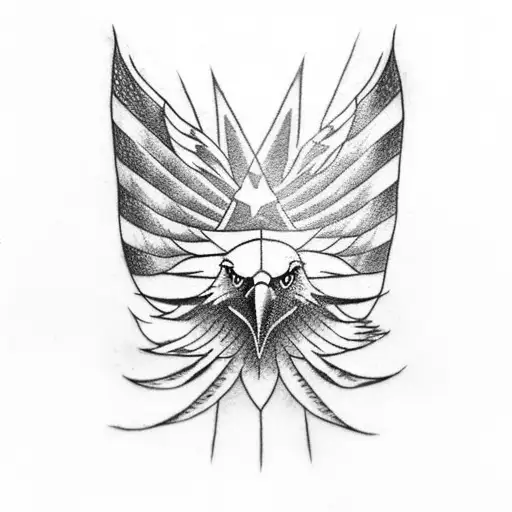 Eagle With Partial American Flag
