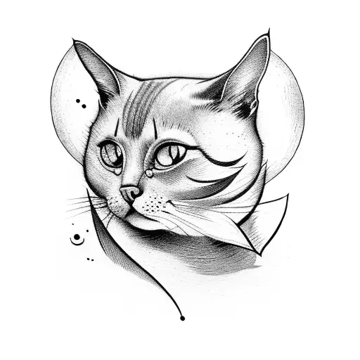 Cat With Bats And Moon