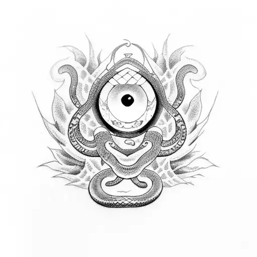 Traditional Japenes Snake And Eye