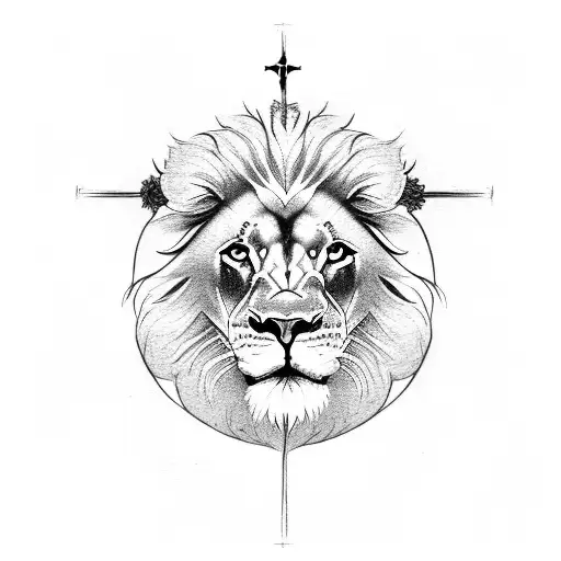Lion With Cross And Bible Verse
