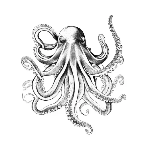 A Detailed Octopus Wrapping Around A Dumbbell
