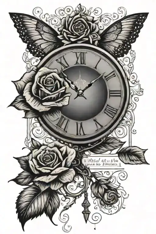 Rose Roman Numeral Clock Bible Verse Written With Eye