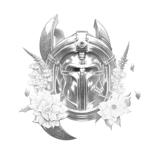 Spartan Looking Down At His Army And Flowers To Show Love