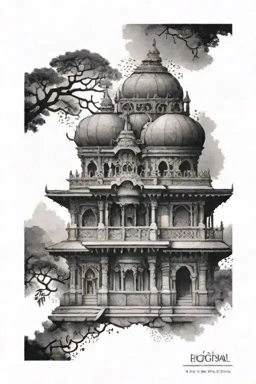 Indian Moghul Architecture Inspired Tattoo Design