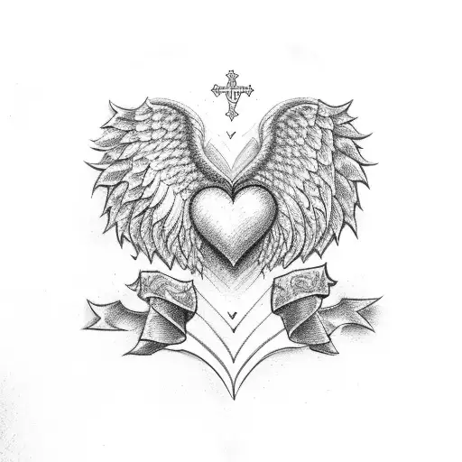 A Heart With Angel Wings And A Crown Above It