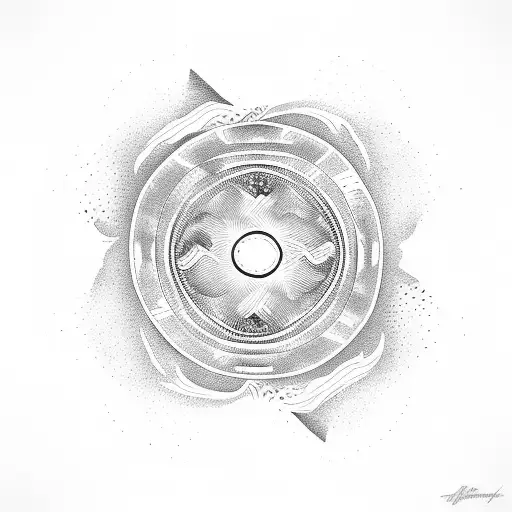 Waves And Sunset In A Circular Shape