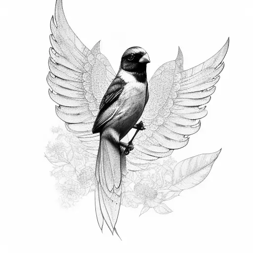 Bird Front Side Open Wings