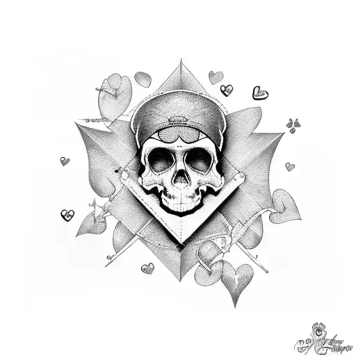 Guitar With Hearts And Skulls