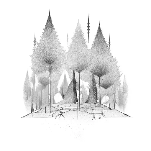 2 Forests With An Arrow Between Representing Love