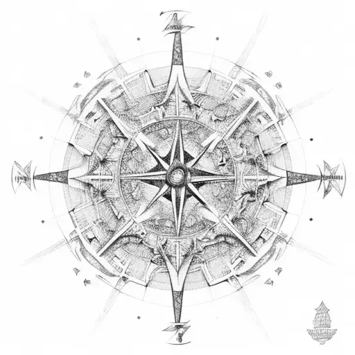 An Intricate Map Of Bretagne With A Brushstroke Compass In The Center