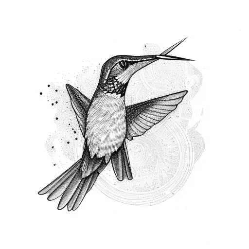 Red Truck Outline With Hummingbird