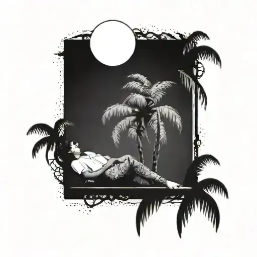 A Nurse Taking A Nap Under A Palm Tree On The Beach