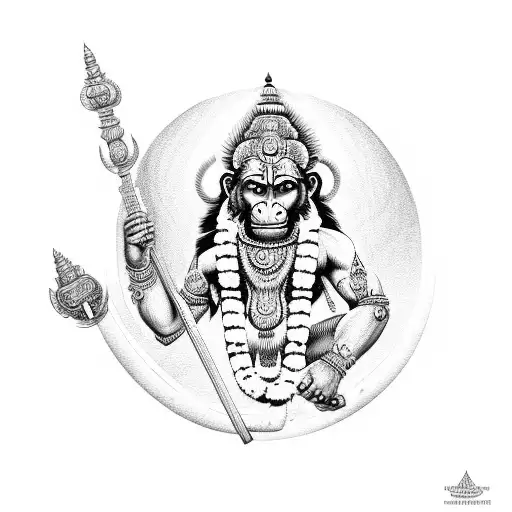 Colorful Hanuman Ji Indian Diety Wielding His Mace