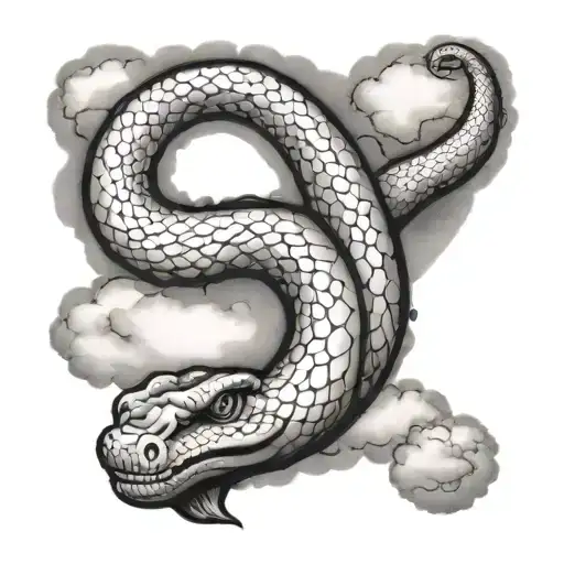 Ouroboros Snake With Clouds