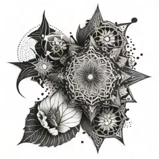 An Intricate Mandala Design Incorporating Elements Of Hacking Symbols And 3D Printing Patterns