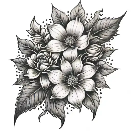 A 3D Tattoo Of A Blooming Flower Garden With Each Flower Representing A Different Aspect Of Nature