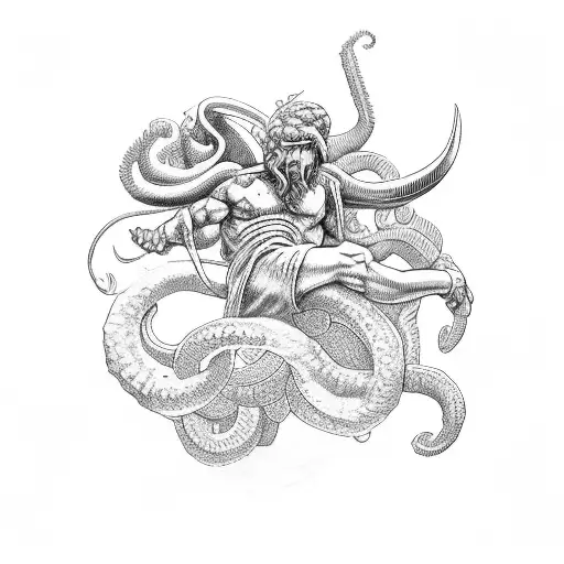 A Greek Demigod Fighting Medusa