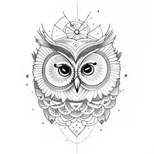 Peaceful Owl Colourful Tattoo For Leg