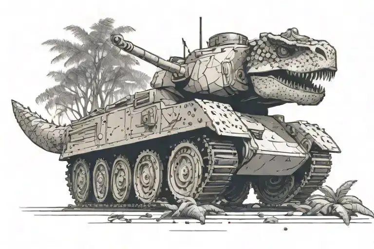 A Tank Driven By A Dinosaur