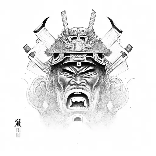Samurai Man Realism Face