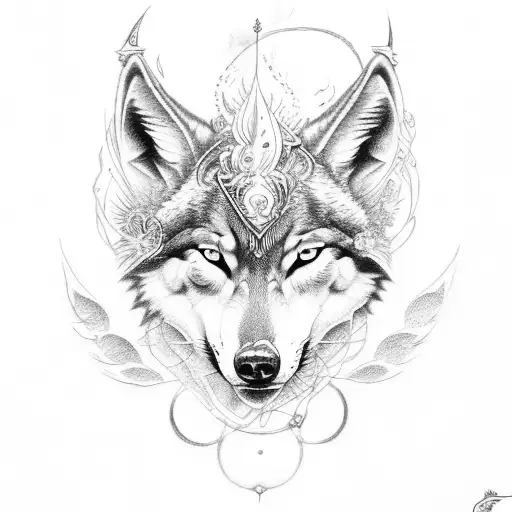 Freya Goddess With Wolf And Entangled Flames