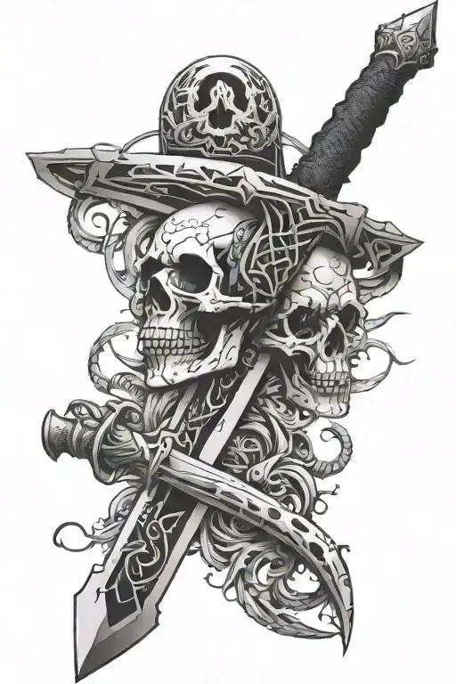 Cyber Sigilism Sword With Skull In The Handle